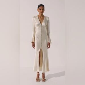 DISCOUNTED!!!!! NWT La Lune Frill Cuff Bias Midi Dress - Cream